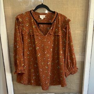 Floral Rust Boutique Blouse